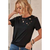 Load image into Gallery viewer, Chic Distressed Short Sleeve Top
